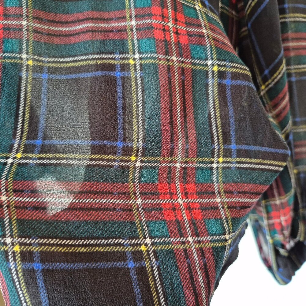 Polo by Ralph Lauren Black Navy Red Plaid Tie-Neck Blouse - Picture 5 of 13